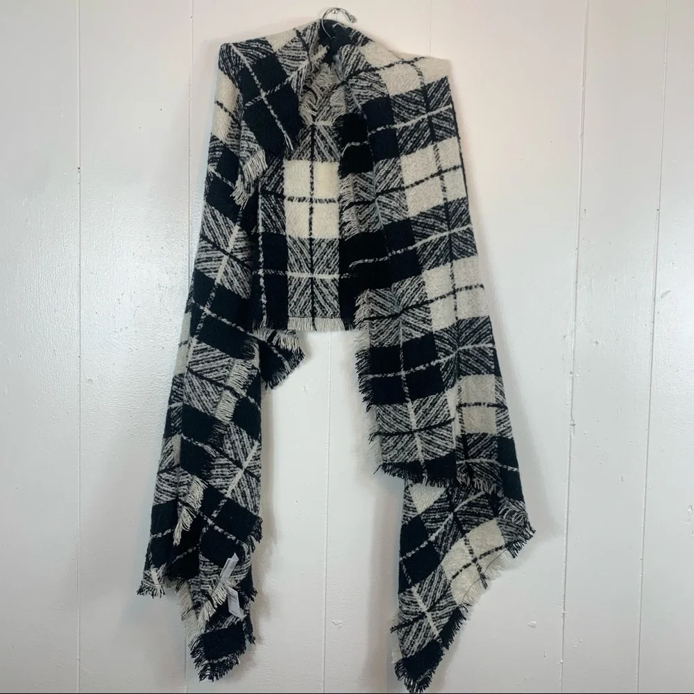 American Eagle AE Plaid Check Gingham Oversized Scarf Wrap Shawl Blanket